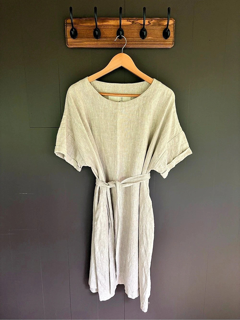 Not Perfect Linen - RENNES Dress - Natural Oversized Midi Dress - One Size - Picture 2 of 7